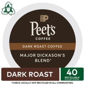 Peet's Coffee Major Dickason's Blend Single-Serve Pods, Dark Roast, 40/Box